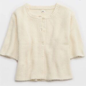 Aerie Unreal Cream short sleeve Cardigan